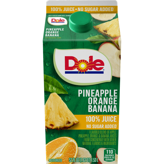 Dole 100% Juice, Chilled Pineapple Orange Banana, 52 Fl Oz