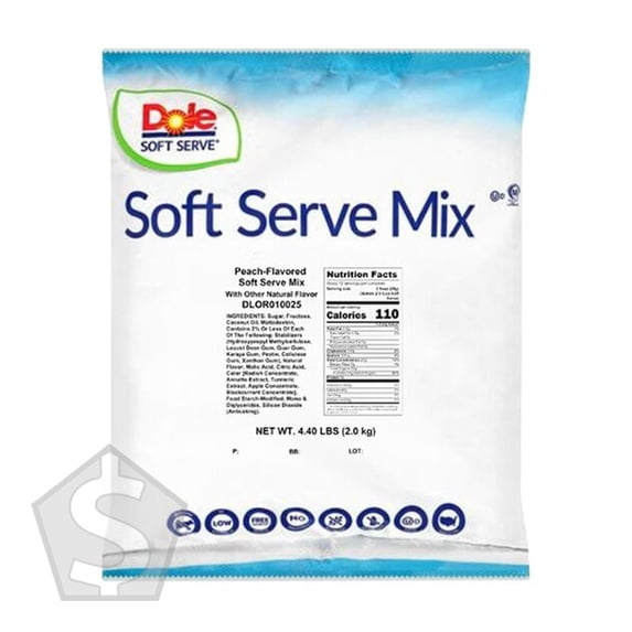DOLE SOFT SERVE Peach Soft Serve Mix 4.4 lb. - 4/Case