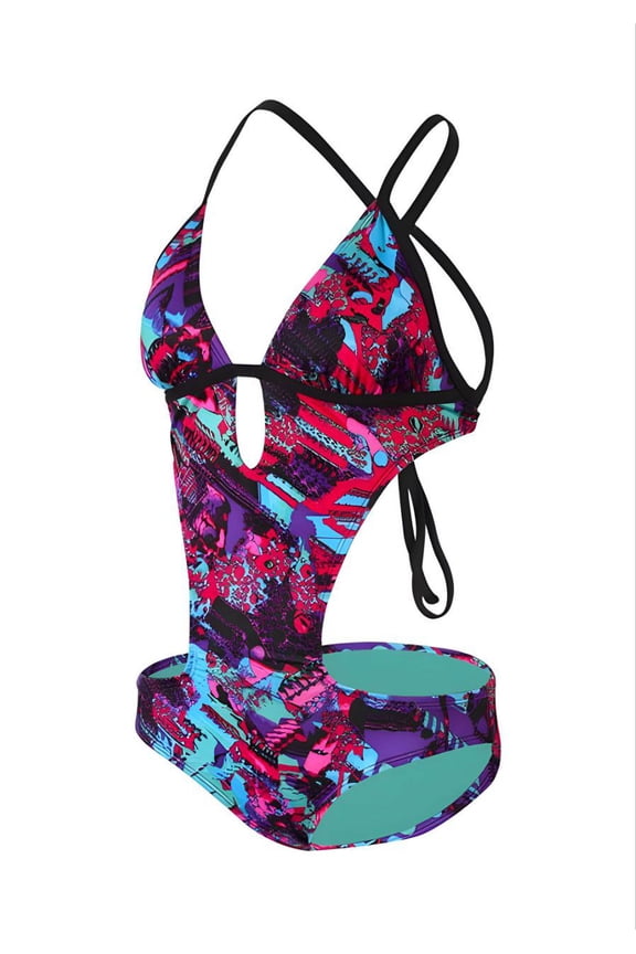 Women's Mistik Open Back One Piece Swimsuit, Purple, Medium