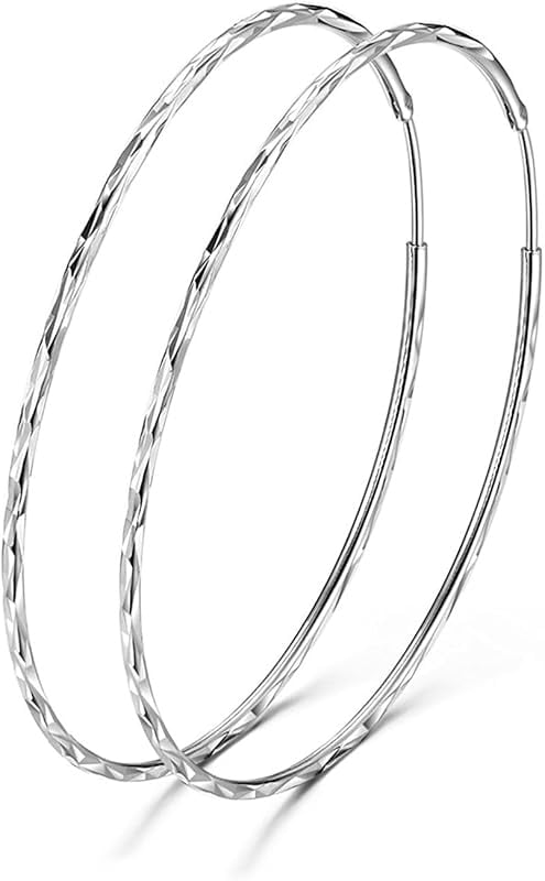 DOLIOX 925 Sterling Silver Circle Endless Hoop Earrings for Women 20 30 40 50 60 70mm