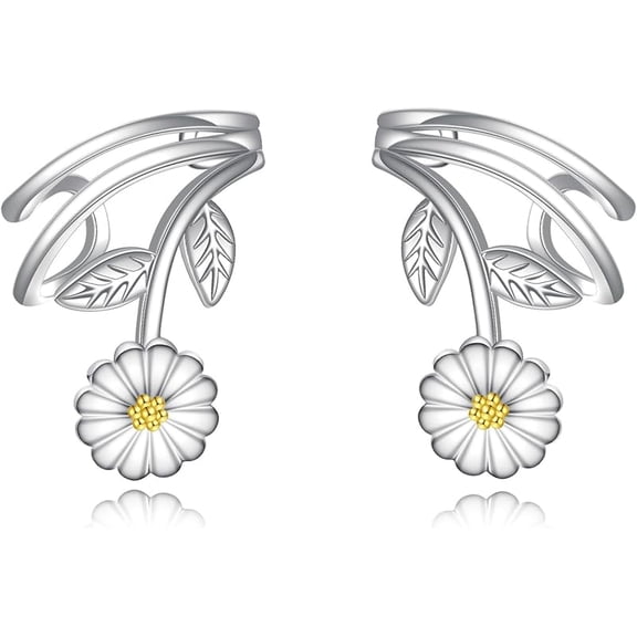 DOLIOX 925 Sterling Silver Ear Cuff Earrings for Women Climber Earrings No Piercing Jewelry Gift for Women