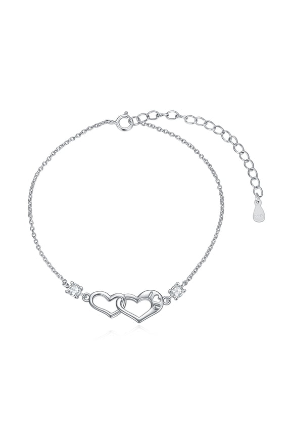 925 Sterling Silver Heart Bracelet Mother Daughter Bracelet I Love you Bracelet for Women Mother's Day Jewelry