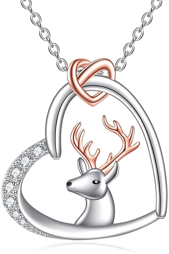 Animal Heart Necklace Sterling Silver Panda/Horse/Pig/Highland Cow/Axolotl/Fox/Elephant/Lion/Dragonfly/Flamingo/Koala Bear/Sloth/Frog Necklace Animal Jewelry Gifts for Women