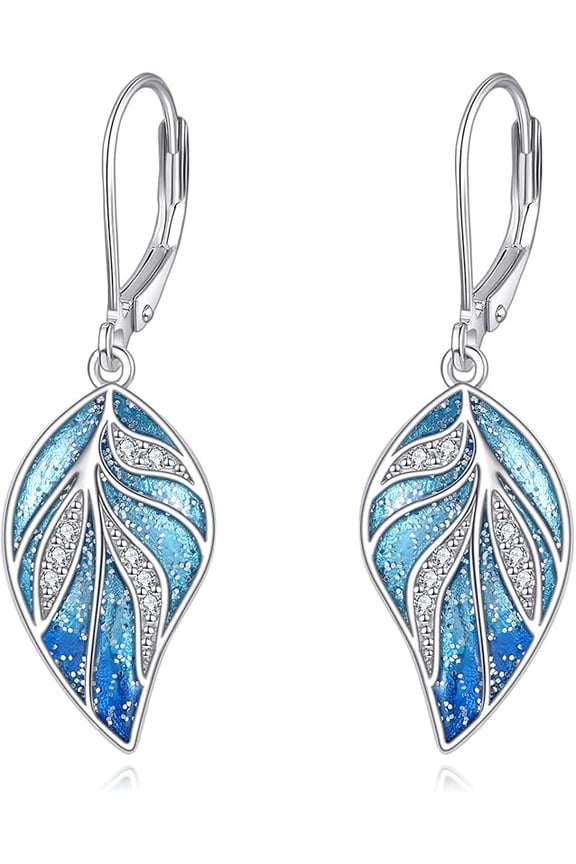 Bohemian Leaf Earrings for Women Sterling Silver Dangle Drop Earrings Boho Vaction Jewelry