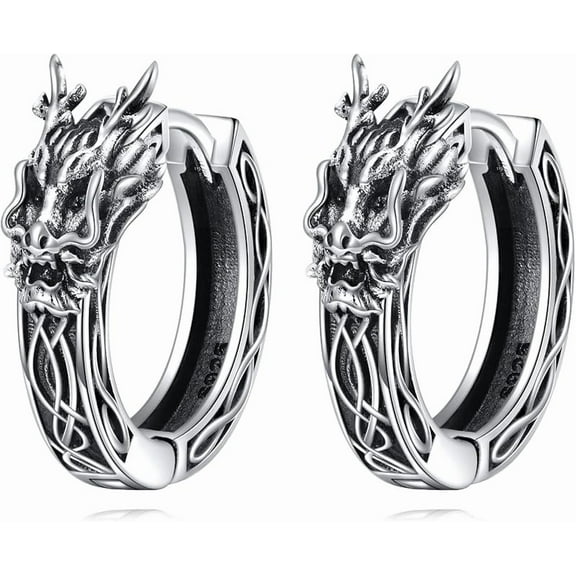 DOLIOX Celtic Knot Earrings 925 Sterling Silver Celtic Hoop Earrings Amulet Protection Good Luck Viking Jewelry for Women Men