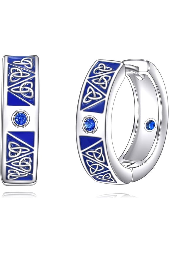 Celtic Knot Earrings 925 Sterling Silver Celtic Hoop Earrings Amulet Protection Good Luck Viking Jewelry for Women Men