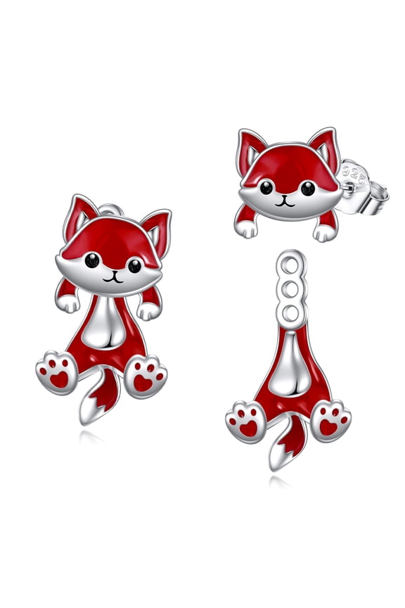 Fox Stud Earrings for Women 925 Sterling Silver Fox Earrings Fox Gifts for Fox Lover Fox Jewelry Christmas