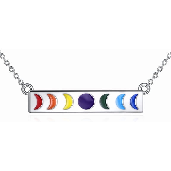 DOLIOX Moon Phase Necklace Sterling Silver Chakra Pendant Necklace Crescent Moon Jewelry Gifts for Women