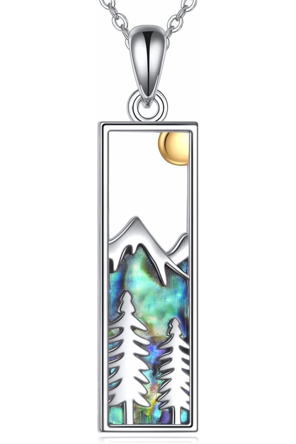 Mountain Necklace for Women Sterling Silver Nature Jewelry Gift for Skiers Hikers Campers Climbers and Nature Lovers