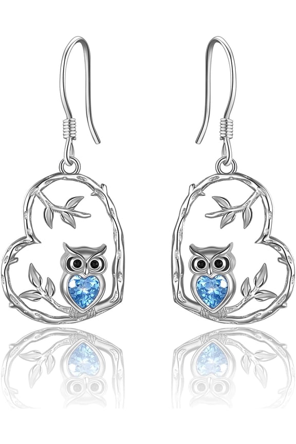 Owl Earrings 925 Sterling Silver Owl Dangle Drop Earrings for Women Owl Jewelry Gfits for Women