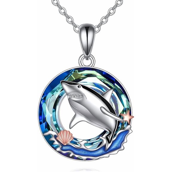 DOLIOX Sea Animal Necklace 925 Sterling Silver Ocean Pendant Necklace Beach Jewelry for Women Wace Gifts