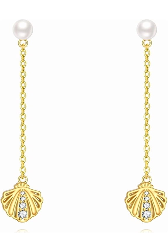 Sea Shell 925 Sterling Silver Pearl Statement Stud Earrings for Women Blue Opal/Pearl Ocean Jewelry Gifts for Beach Summer Vacation Birthday