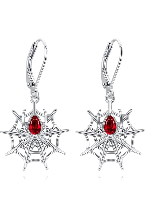 Spider Earrings 925 Sterling Silver Spider Dangle Leverback Earrings Gothic Jewelry Halloween Earrings for Women