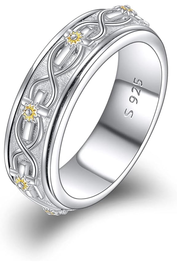 Sterling Silver Anxiety Spinner Rings Rotatable Fidget Mood Rings for Women Relieve Stress Gift
