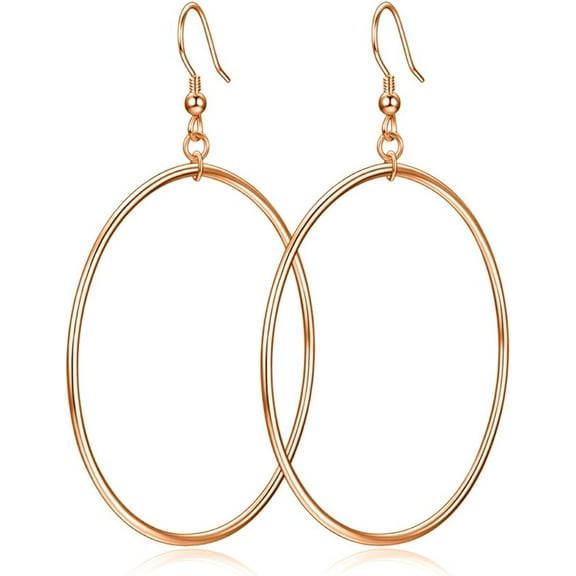 DOLIOX Sterling Silver/Rose Gold/Gold Plated Large Hoop Earrings Circle Dangle Drop Earrings for Women 40 50 60 70 80mm