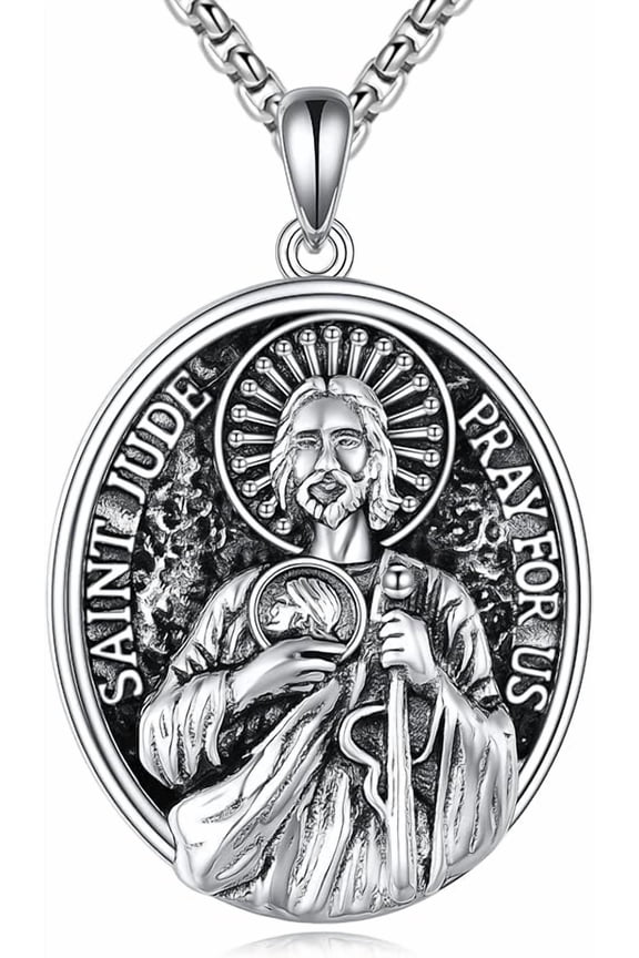 Sterling Silver St Michael Santa Muerte Saint Jude Virgin Mary Medallion Pendant Necklaces Buddha Necklace Amulet Talisman Luck Buddhist Jewelry Gifts for Men Women