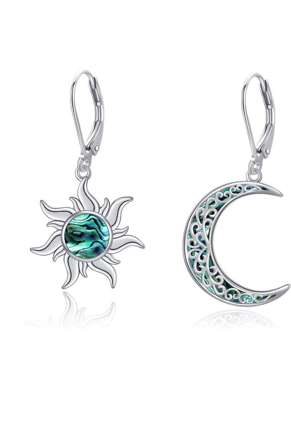 Sun Moon Earring Abalone Shell Earrings 925 Sterling Silver Pendant Cuddle Earrings Women's Jewelry
