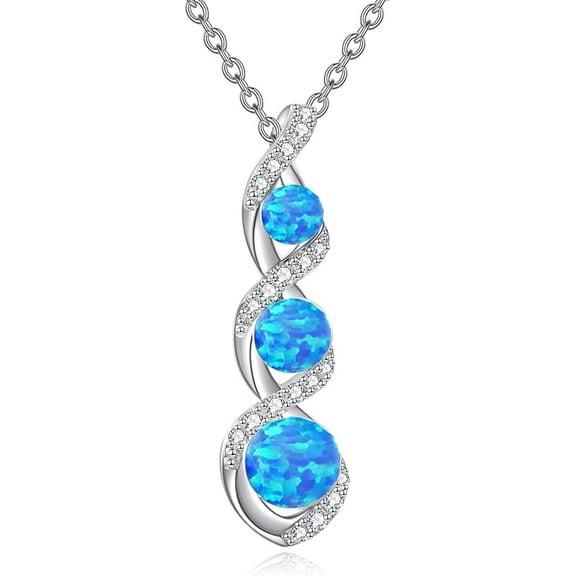 DOLIOX Turquoise/Opal/Pearl Necklace for Women Sterling Silver Pendant Jewelry Gift for Women