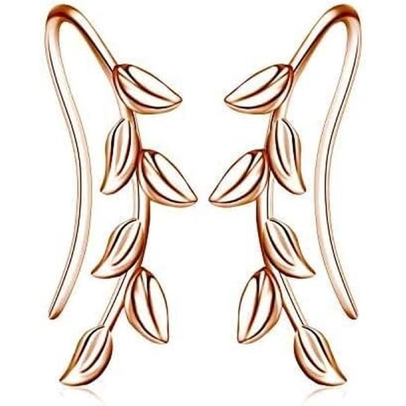 DOLIOX leaf/cherry blossom/purple orchid/celtic knot earrings Ear Climber Crawler Cuff Sterling Silver Wrap Earrings for Women