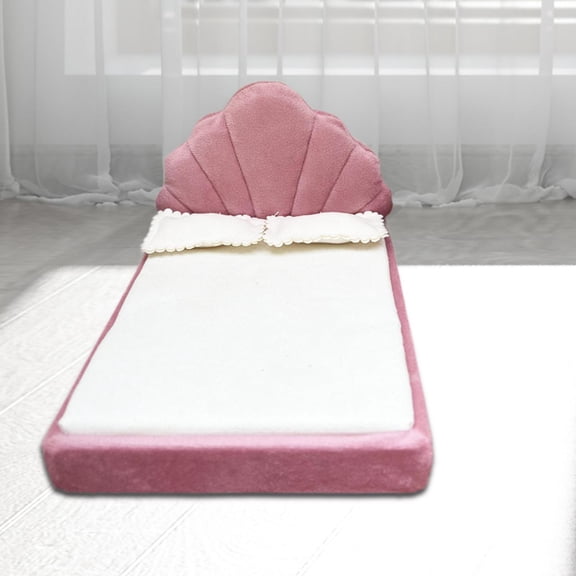DOLITY 1: 12 Miniature Upholstered Bed Miniature Furniture Room DIY Accs Photo Props Mini Double Size Bed for Gift Life Scene Layout