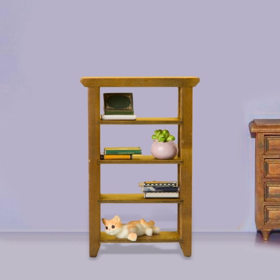DOLITY 1/12 Scale 4 Layers Shelf Display Rack Life Scene Micro Landscape Mini Bookshelf
