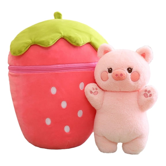 DOLITY Adorable Reversible Strawberry Animal Plushie - Perfect Gift for Kids And Adults 30cm Pig