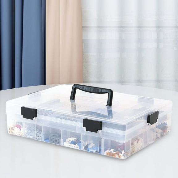 DOLITY Blocks Storage Box Puzzles Small Toys Storage Bin for Playroom Children Kids 2 Layer 36x26x9cm