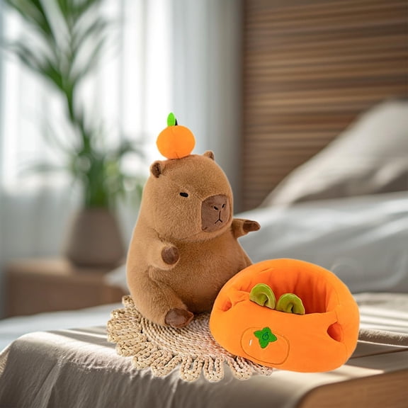 DOLITY Capybara Stuffed Animal 25cm Comfortable Home Decoration Capybara Persimmon Doll