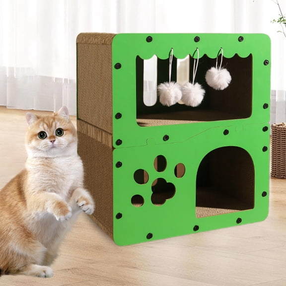 DOLITY Cardboard Cat House 2 Layer Castle Play House for Pet Supplies Small Animals