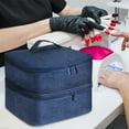 thumbnail image 1 of DOLITY Carrying Tote Bag Brushes Nail Lamp Cosmetic Case Nail Polish Organizer Case Deep Blue, 1 of 8