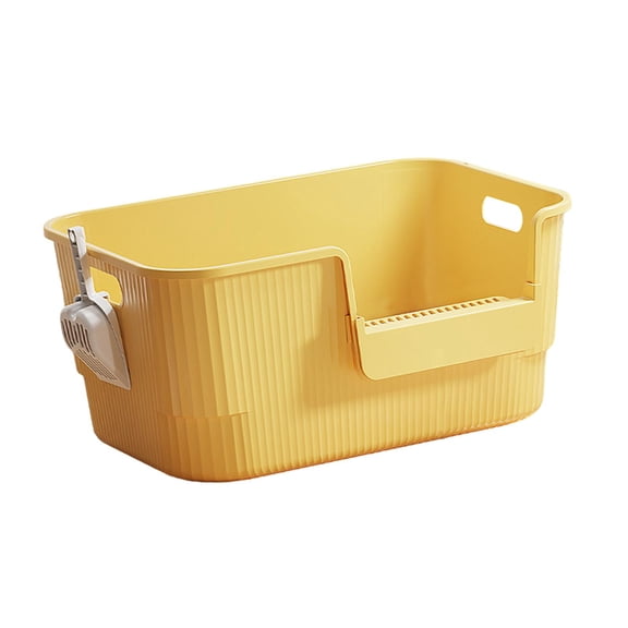 DOLITY Cat Anti Splashing Cat Toilet Sandbox for All Kinds of Cat Litter yellow
