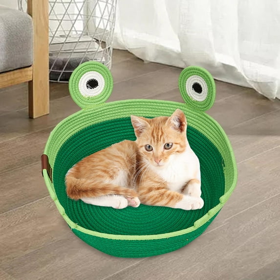 DOLITY Cat Bed Basket Breathable Round Cat Scratch Mat for Rabbit Kitten Large Cats Frog M