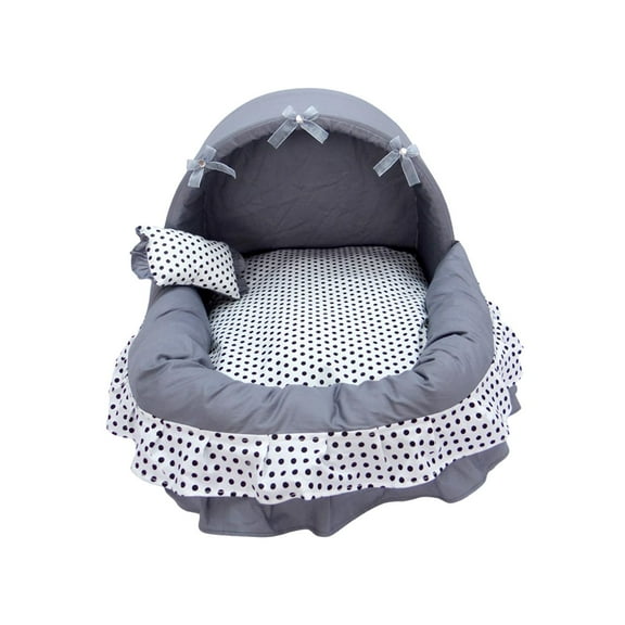 DOLITY Cat Bed Cave Indoor Cats Anti Slip Bottom Kitty Potable Semi Closed Cat Nest Gray M