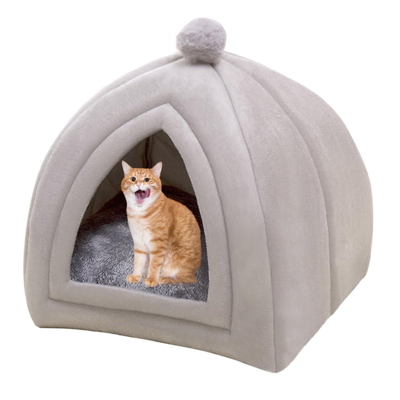 DOLITY Cat Bed for Indoor Cats ,Warm Pet Bed Kitten Sleeping Cave Bed Small Animal Bed Washable ,Gray