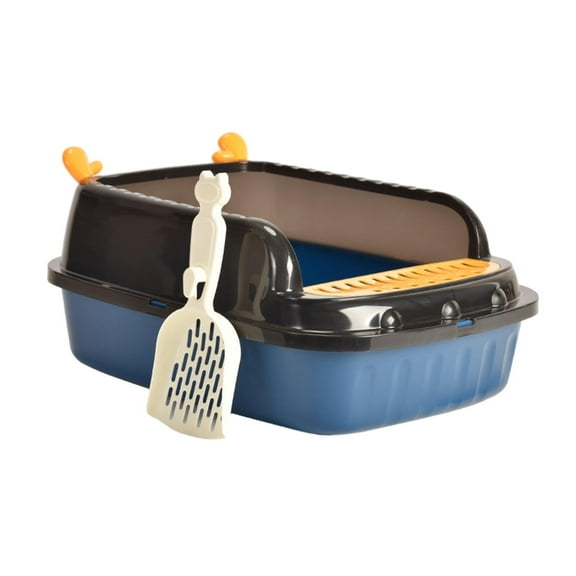 DOLITY Cat Litter Basin Cat Sand Box Durable Kitten Toilet Open Top Pet Litter Tray S Blue A