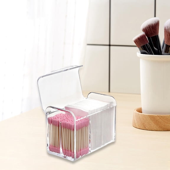 DOLITY Cotton Swab Box Clear Makeup Pads Dispenser for Toothpick Nail Polishes Home