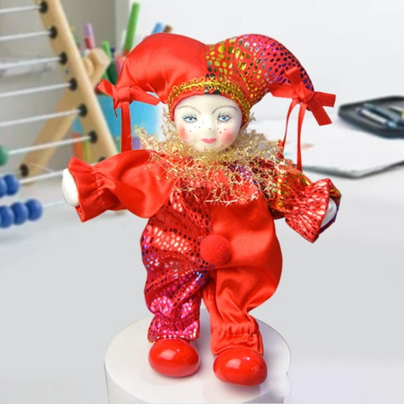 DOLITY Doll Desk Decor Table Decoration Harlequin Doll for Party Desktop Room