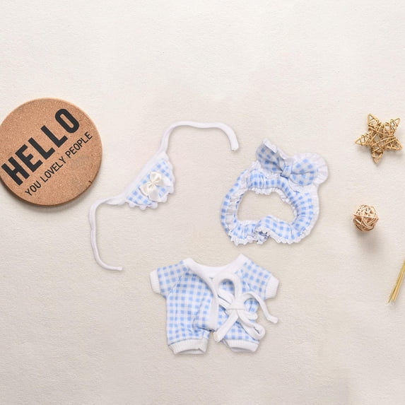 DOLITY Dolls Plaid Pajamas Costume Accessories for 17cm Dolls Fashion Doll Dress up blue