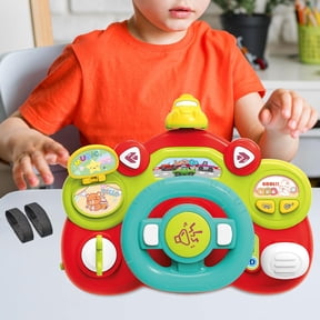 DOLITY Electric Steering Wheel Toy Simulation Multifunctional Turn and Learn Driver for red base