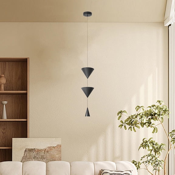 DOLITY Fan Shape Pendant Light Chandelier Home and Hotel Office Hanging Lamp Warm White black