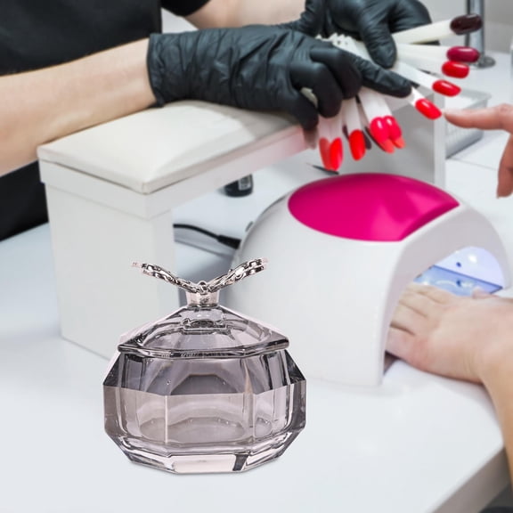 DOLITY Glass Dappen Dish Cup with Lid Glassware Manicure Tool for Nail Styling Home Gray