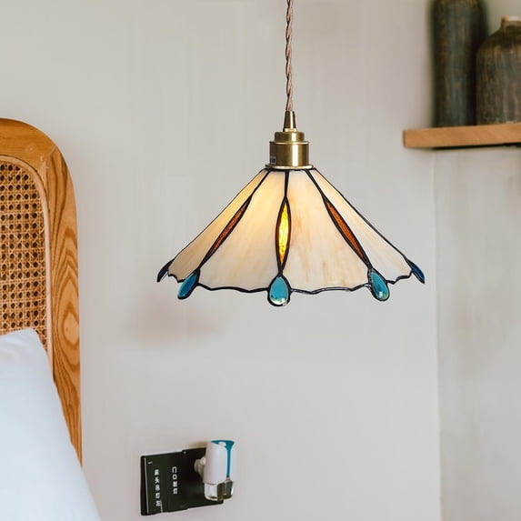 DOLITY Glass Pendant Light Ceiling Mount Pendant Lighting for Entryway Bar Tea Room B