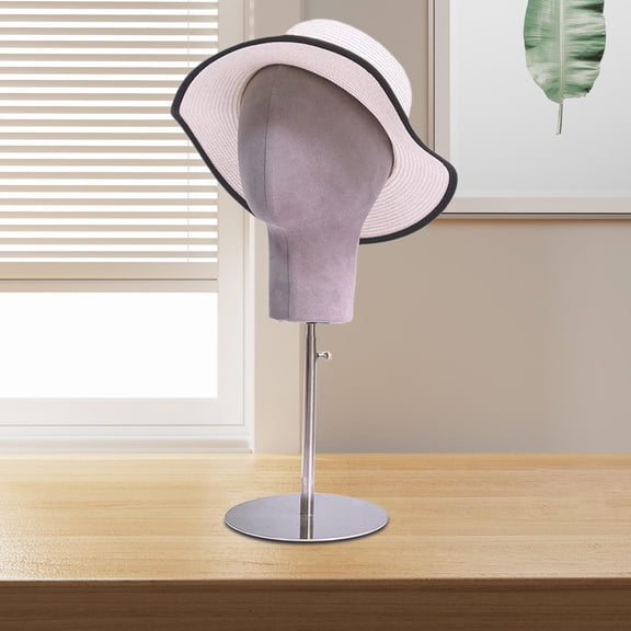 DOLITY Hat Display Head Foam Head Hat Rack Head for Beginner Stylist Styling Drying silvery base