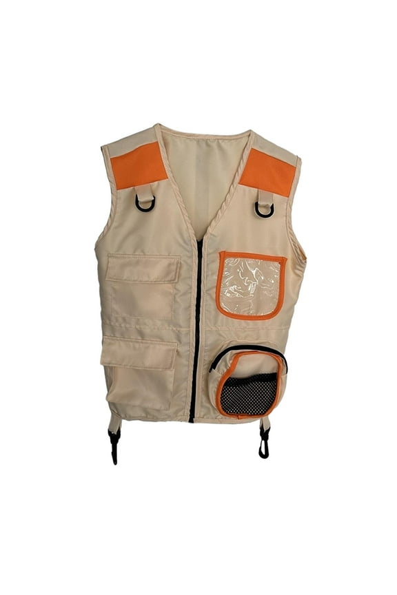 Kids Explorer Vest Cargo Vest for Fishing Halloween Birthday Gift Boys Girls orange