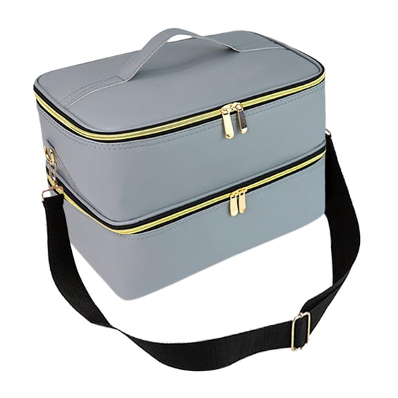 DOLITY Nail Polish Organizer Double Layer Breathable Nail Dryer Case for Home Women light blue