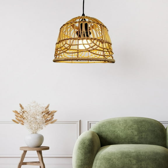 DOLITY Rattan Woven Pendant Fixture Shades, Wicker Rattan Shades Ceiling Lamp Shade for Dining Living Bedroom Kitchen Farmhouse,Brown(Only Lampshades)