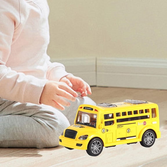 DOLITY School Bus Toy Model Bus Portable Inertia Car Vehicles for Kids Preschool Gift Yellow