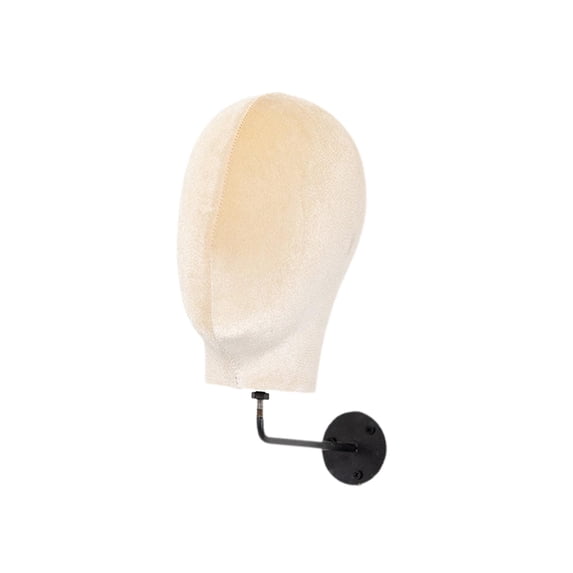 DOLITY Wall Mount Mannequin Head Cap Hat Display Rack for Ornament Decoration Store Beige Flannel