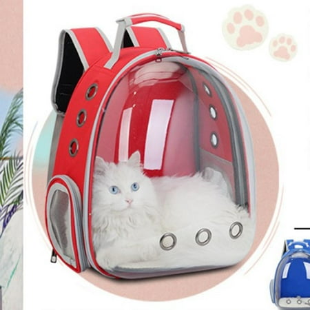 DOLITY Waterproof Cat Backpack Carrier, Bubble Carry Bag, Portable Ventilated Red