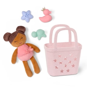 LullaBaby Bath Doll & Basket Plush Baby Doll & Bath Toys in Basket